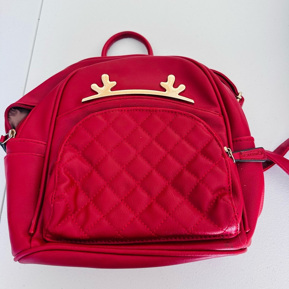 Elegant Red Quilted Backpack